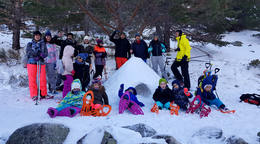 Snowshoeing, igloo building, and sledding in Madrid